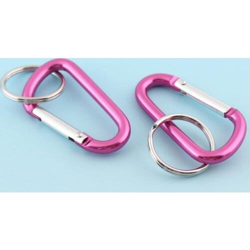 6pcs 48mm Pink Carabiner keychains Spring Clasp Snap Hook Carabiner Clips with keyrings Aluminum Hanging Buckles