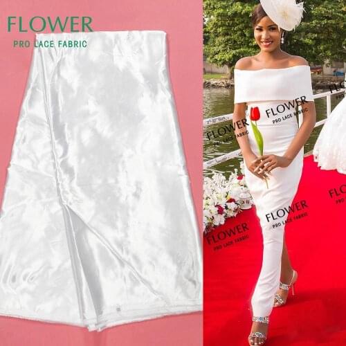 1 Yard Satin Lining Fabrics White Color African Nigerian Women Or Men Wedding Prom Gowns Dresses Fabric Satin Silk Soft Material