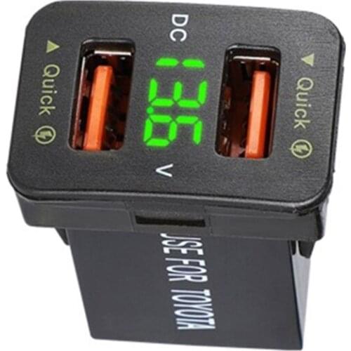 USB Car Charger Dual Port Fast Auto Car Charger Adapter Portable LED Voltmeter Socket Charger Quick Charge for-Toyota N0PD