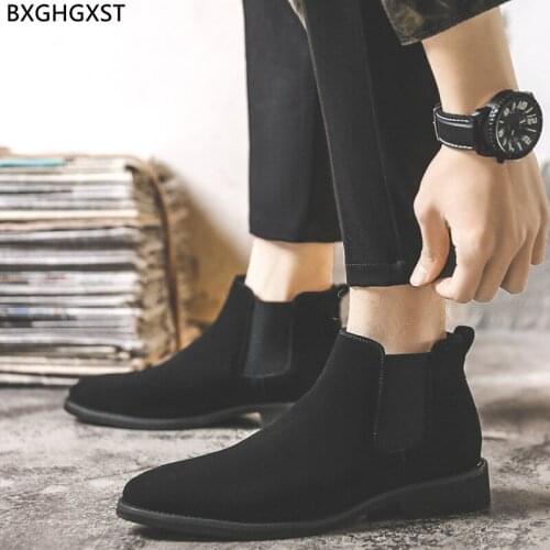 Brown Ankle Boots for Men Male Black Chelsea Boots Men Fashion Men Casual Shoes Barefoot Shoes Man Leather Boots for Man 2021