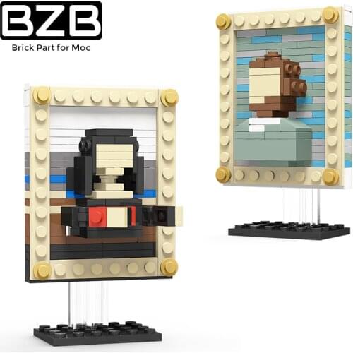 BZB MOC Smile Goddess Pixel Art Brick Famous Artist Self Portrait Mini Building Block Creative DIY Childrens Birthday Gifts Toy