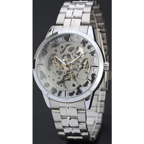 WINNER Classic Quality Men Watches Perspective Wheel Design mechanical Masculine Watch Military Stainless Steel Watch