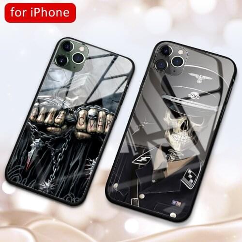 MimoseCase for Case iphone 7 Temapered Glass Skull Cover for iPhone 6 6S 7 8 plus X XR XS MAX 11 pro max Se 2020