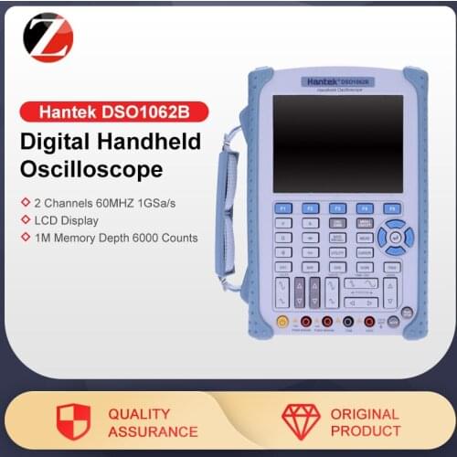 Hantek DSO1062B Digital Handheld Oscilloscope 2 Channels 60MHZ 1GSa/s 5.6 inch TFT LCD Display 1M Memory Depth 6000 Counts DMM