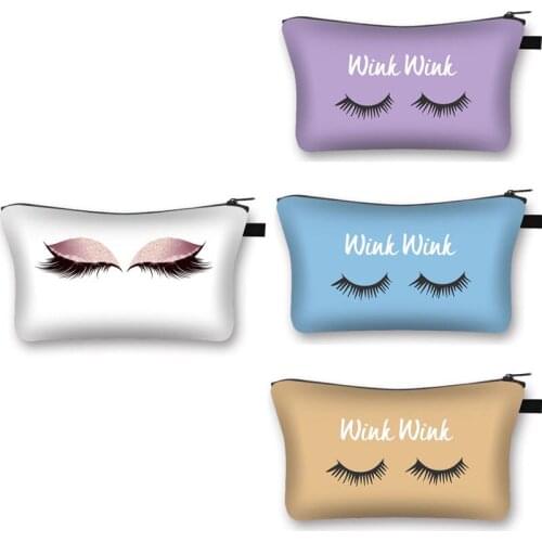 3D Curling Eyelashes Woman Makeup Bag Printing Beauty Kit Girls Travel Canvas Storage Cosmetic Bags Gift