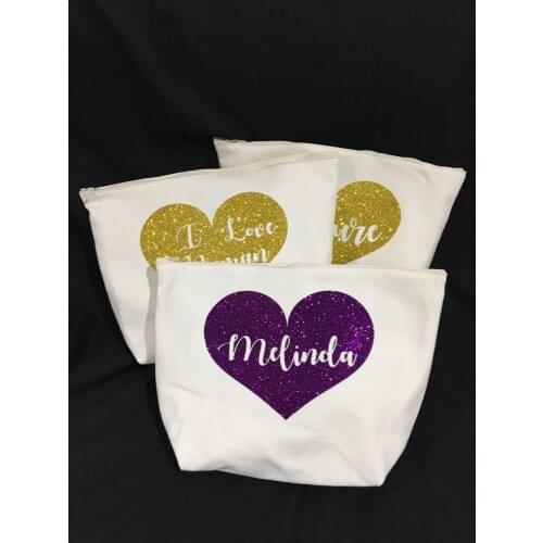Customize name heart Make Up wedding bride Bridesmaid Makeup Gift comestic Bags pouches Maid of Honour Christmas Birthday gift
