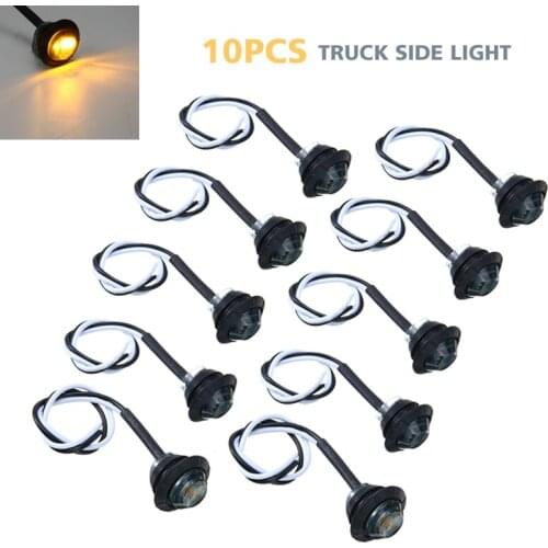 10pcs 12V 3/4" Round Smoked Amber LED Side Marker Lights Waterproof Turn Signal Lamp For Trailer Truck DIY Accessories