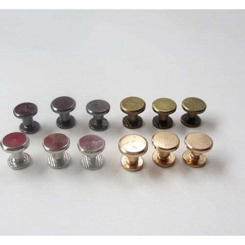 Round Flat Side Brass Flat Bracelet Rivet Screw Back Stud For Leather Craft Belt Wallet Bag Collar Jeans Garment Accessories