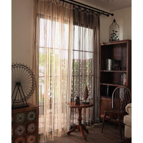 Window Sheer Curtains for the Balcony Bedroom Hollow out Colorful Vertical Striped Tulle Voile Curtains Yarn Tulle for Window D