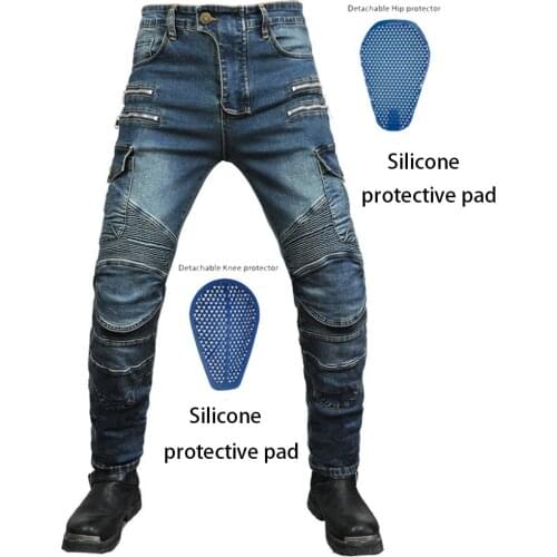 Motorcycle Pants Men Moto Jeans Zipper Protective Gear Riding Touring Motorbike Trousers Motocross Zip pocket Pants Moto Pants