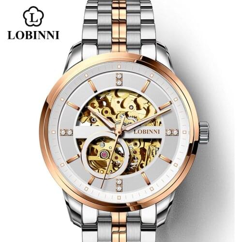Lobinni Japan Movement Mens Mechanical Watch Fashion Skeleton Automatic Watch For Luminous Hands Switzerland reloj hombre 2020