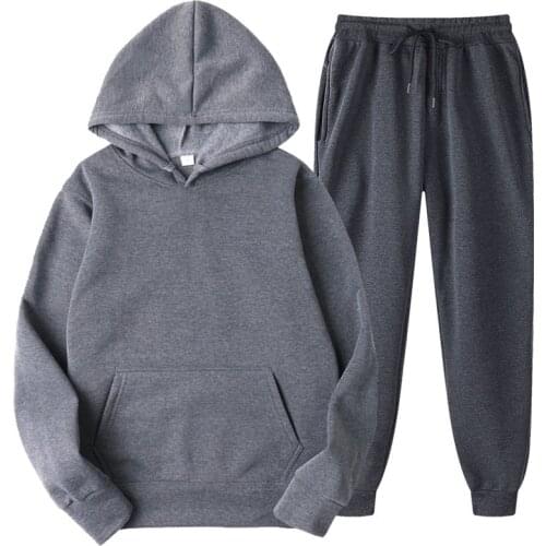 2021 Men Spring Sets Hoodie+Pants Two-Pieces Casual Solid Color Tracksuit Male Fashion Sportswear Set Brand SweatSuit Men