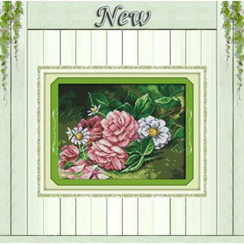 Flowers peony scenery decor painting counted printed on canvas DMC 14CT 11CT Chinese Cross Stitch Needlework Sets Embroidery kit