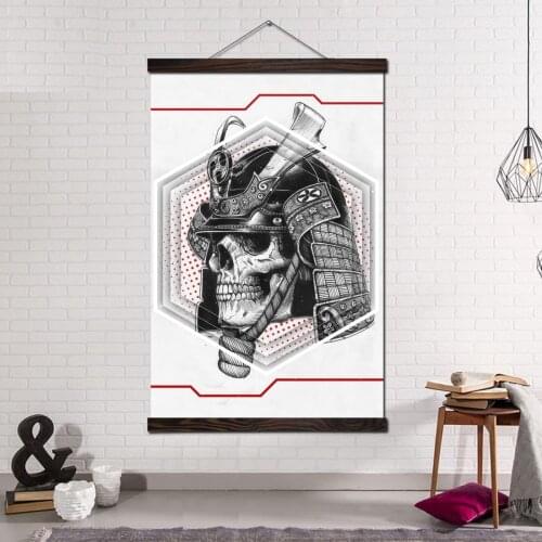 Wall Art Canvas Framed Posters and Prints Picture Wall Decor Painting on Canvas Modern Pictures Living Room The Skull of Samurai