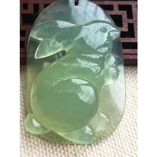 Natural jade A xiuyu jade Hand-Carved Chinese zodiac rabbit green jade pendant jade necklace men women pendants jade jewelry