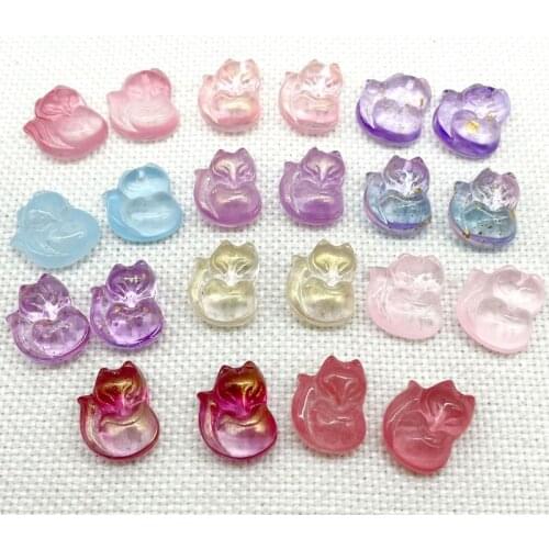 New Little Fox Yingluo Antique Liuli Pendant Handmade Material Hanging Accessories For DIY Jewelry Making Charm Gift 12Pcs
