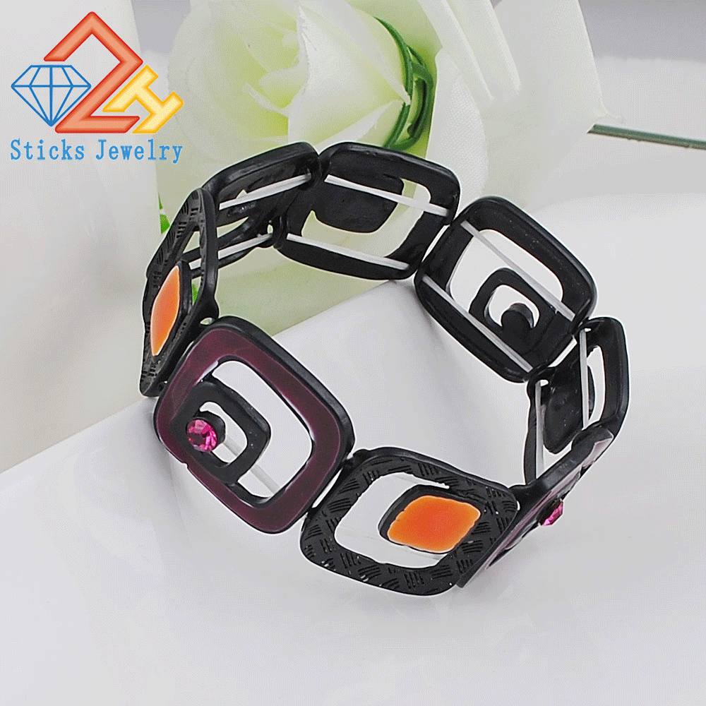 Charm Black Drip Stretch Geometric Shapes Bracelet Free Shipping