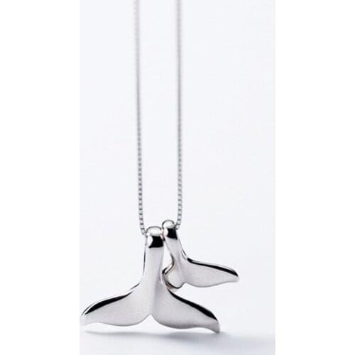 925 Sterling Silver Mermaid Tail Charm Pendent Necklace For Women Creative Wedding Party Jewelry dz769