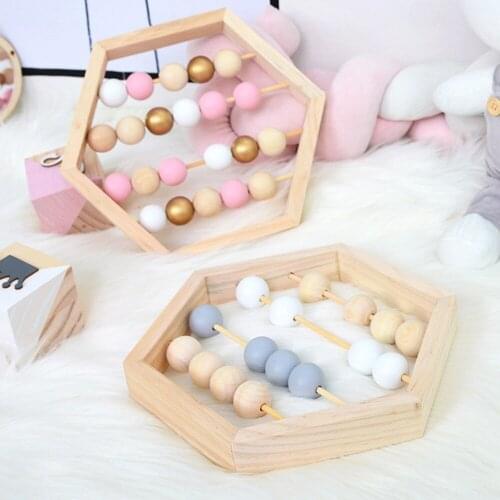 Scandinavian Style Baby Room Decor Baby Early Learning Educational Toys New Nordic Style Natural Wooden Abacus With Beads Craft