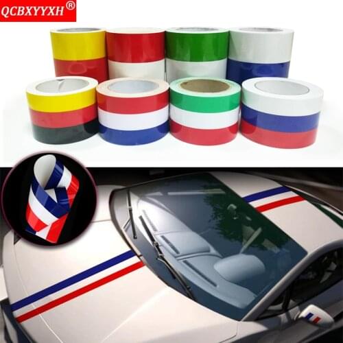 Car Styling 7.5cm/15cm*100cm Russia German France Italy Flag Stripe Decal Bumper Car Body Stickers Fir For Toyota Lada and so on