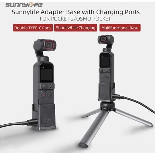 Sunnylife Base Dual Type-C Charging Ports 1/4in Screw Hole Adapter Connector for Pocket 2/Osmo Pocket