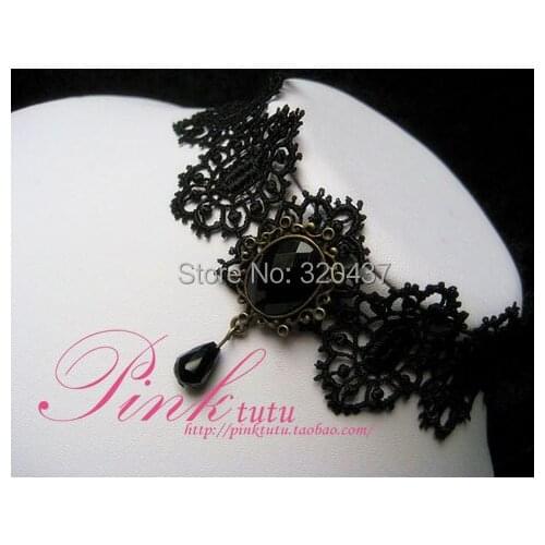 Bridal Bracelet White women Crystal necklace Black flower lace free shipping j14h