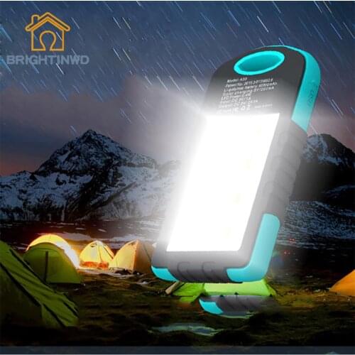 LED Solar Power Camping Lamp Outdoor LED Flashlight 3000mAh Solar Power Bank For Phone Portable Lanterns BRIGHTINWD