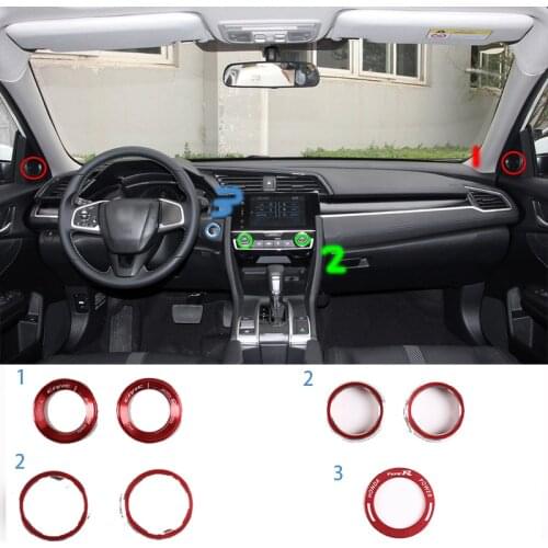 Alloy Car Styling Tweeter Ring for Honda Civic 10 2016-2020 Air Conditioning Knob Ring Car Interior Accessories