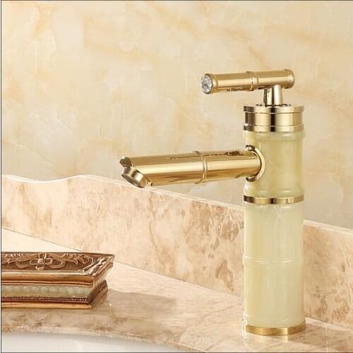 Vidric New arrival jade and brass basin faucet Gold bathroom basin faucet,Luxury sink tap basin mixer High Quality water tap