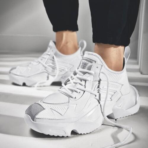 Weweya Men Chunky Shoes Quality PU Leather Breathable Vulcanize Dad Shoes Fashion Outdoor Men Platform Sneakers Male Shoes Adult