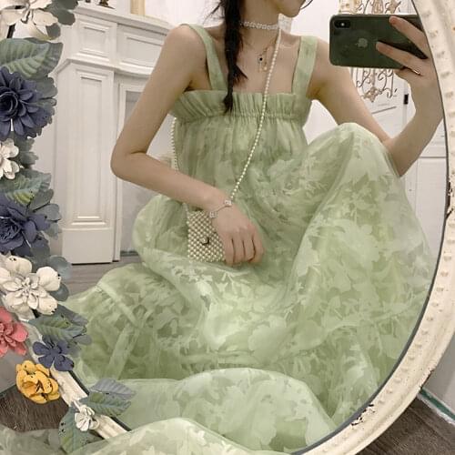 Large womens 2021 summer new chic super fairy suspender dress French age reducing dress