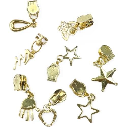 10Pcs Zip Zipper 5# Metal Zipper Puller For Clothes Jacket Jeans Automatic Lock DIY Clothing Sewing Metal Accessories