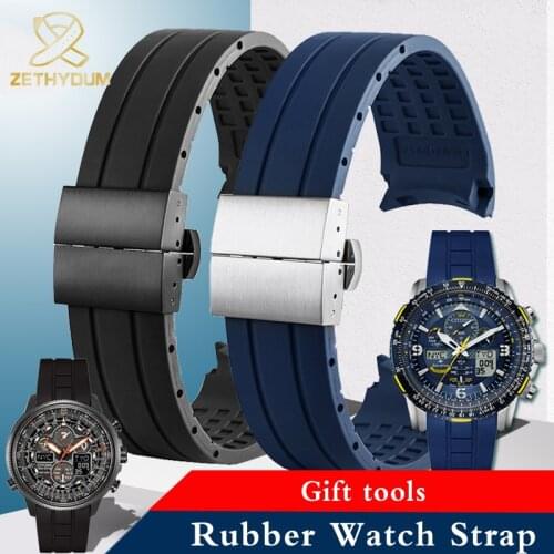 23mm 22mm Silicone Rubber Watch Strap for C-itizen Der Blaue Engel 2nd Generation JY8078-52L JY8035/8085 for M-ido Accessories
