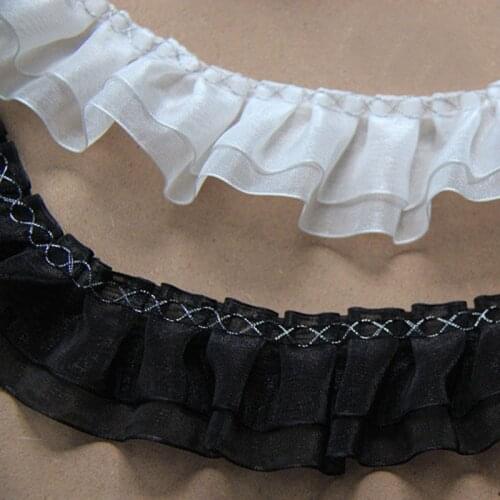 30 Meters 10Colors DIY Clothing Accessories 4cm Fold Chiffon Yarn Lace Mesh Lace Trim Gauze Ruffles Accessories