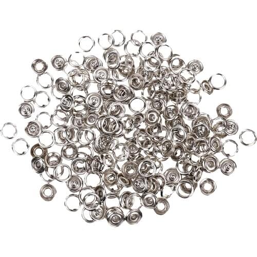 50 Sets Metal Press Snaps Fasteners Button Open Ring Rivet for Leather Clothes Baby Bibs Clips Craft Silver
