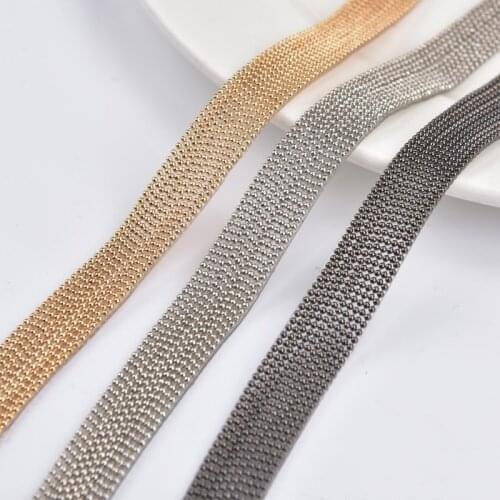 6 Rows Beaded Trimming Hot-Fix Tape 5 Meter/Lot Copper Beads Stone Chain Decorative Shoes Accessories Clothes Dress Diy Banding