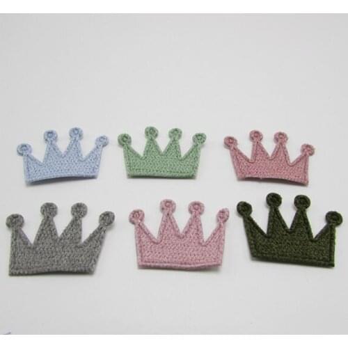 60PCS/Lot 3.5cm Wool Crown Padded Applique Crafts for Children Headwear Hair clip Accessories and Garment Patch