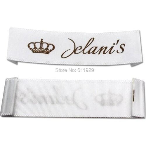 Free shipping customized top-grade soft satin printed label/tag/clothing labels/printed tags with cut&end fold 1000 pcs a lot