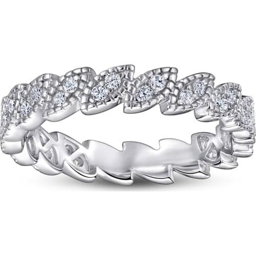 Noble Women Leaf Zircon Ring Pure 925 Sterling Silver Wedding Engagement Ring Jewelry Accessories Anniversary Gift For Girl