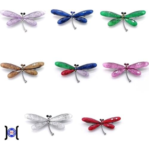 PD BROOCH 2021 New Korean Version of Crystal Dragonfly Brooch Gender Pin Clothing Accessories Wholesale Crystal Animal Brooch