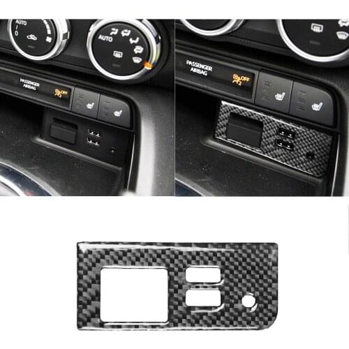 Carbon Fiber Center Storage Button Switch USB Frame Interior Trim Car Accessories Fit For Mazda MX-5 Miata Roadster MX5 ND 2016