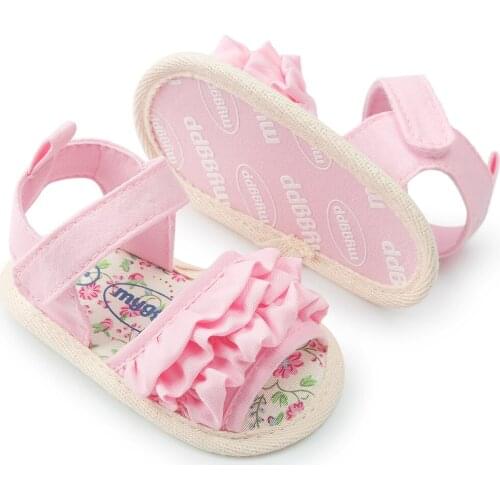 Children Baby Kids Girls Shoes Non-Slip Canvas Ruffles Toddlers Newborn Infantil Sandalias Floral Print Summer Baby Prewalkers