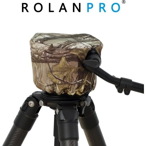 ROLANPRO Rain Cover Raincoat Army Green Camouflage Clothing for Manfrotto 504HD 502HD Fluid Head Hydraulic Tripod Head