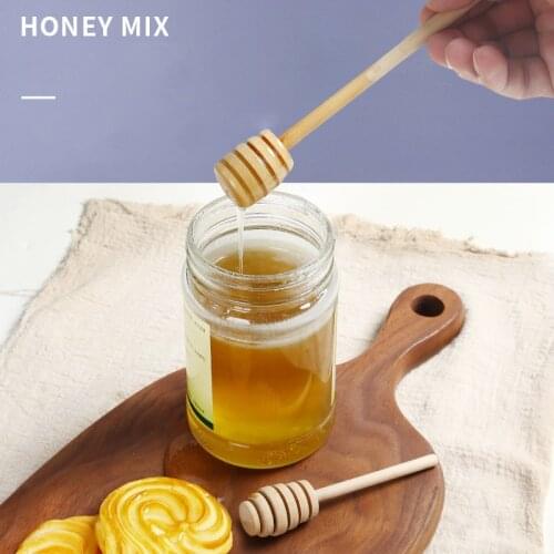 Mini Eco-Friendly Wooden Spoon Honey Dipper Sticks Mixing Server Wood Spoon For Honey Jar Dispense Drizzle Honey Dipper Stick