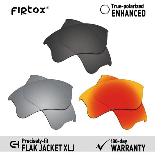 Firtox True UV400 Polarized Lenses Replacement for-Oakley Flak Jacket XLJ Sunglasses (Lens Only) - Black+Titanium+Red