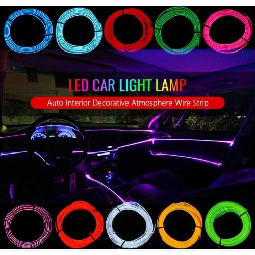 New DC12V Wire Flash Rope Tube Cable LED Strip Flexible Neon Lamp Glow String Light For Car Decoration Interior Atmosphere Light