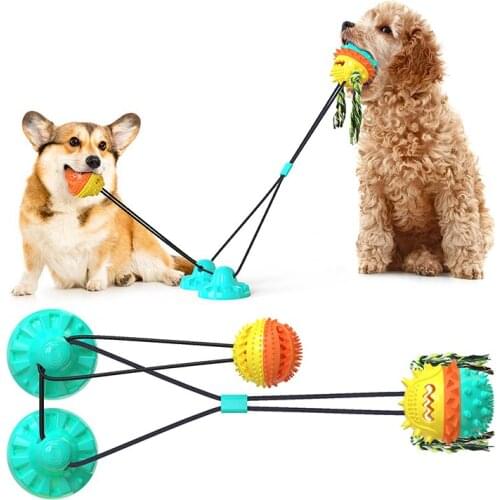 Suction Cup Tug Dog Toy With Suction Cup Push Elastic Ropes Pet Tooth Cleaning Chewing Playing Puppy Cats Toys Dog Tug Toy