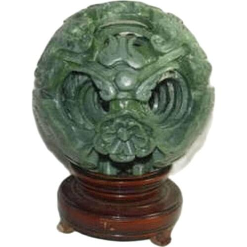 Chinas pure natural green jade carvingfine jade ball home accessories