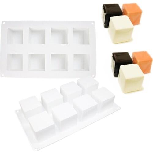 Creative 8 Hole Cube Shaped Silicone Resin Mousse Cake Mold Jelly Pudding Molds Chocolate Mould Ice Mold Kitchen Accessories