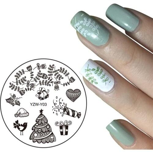 Round nail stamper tools for image transfer nail polish decoration stainless steel geometric flower printing nail stamping FW047